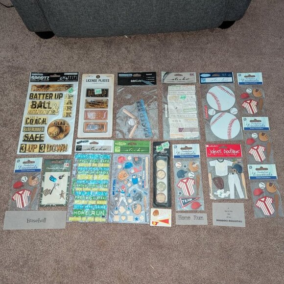 NEW Lot 19 Baseball Player Bat Scrapbook Dimensional Sticker Embellishment Game - Picture 1 of 3